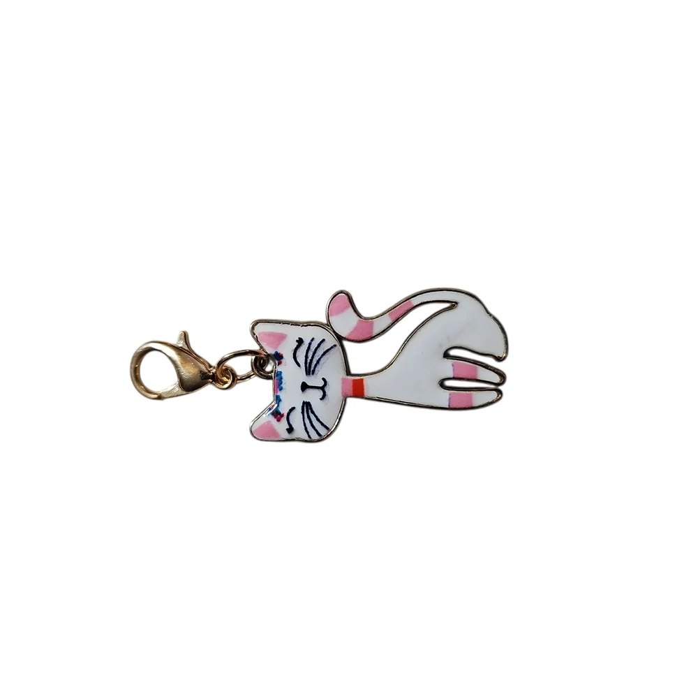 Charming Cat Pendant/Charm with Pink Accents